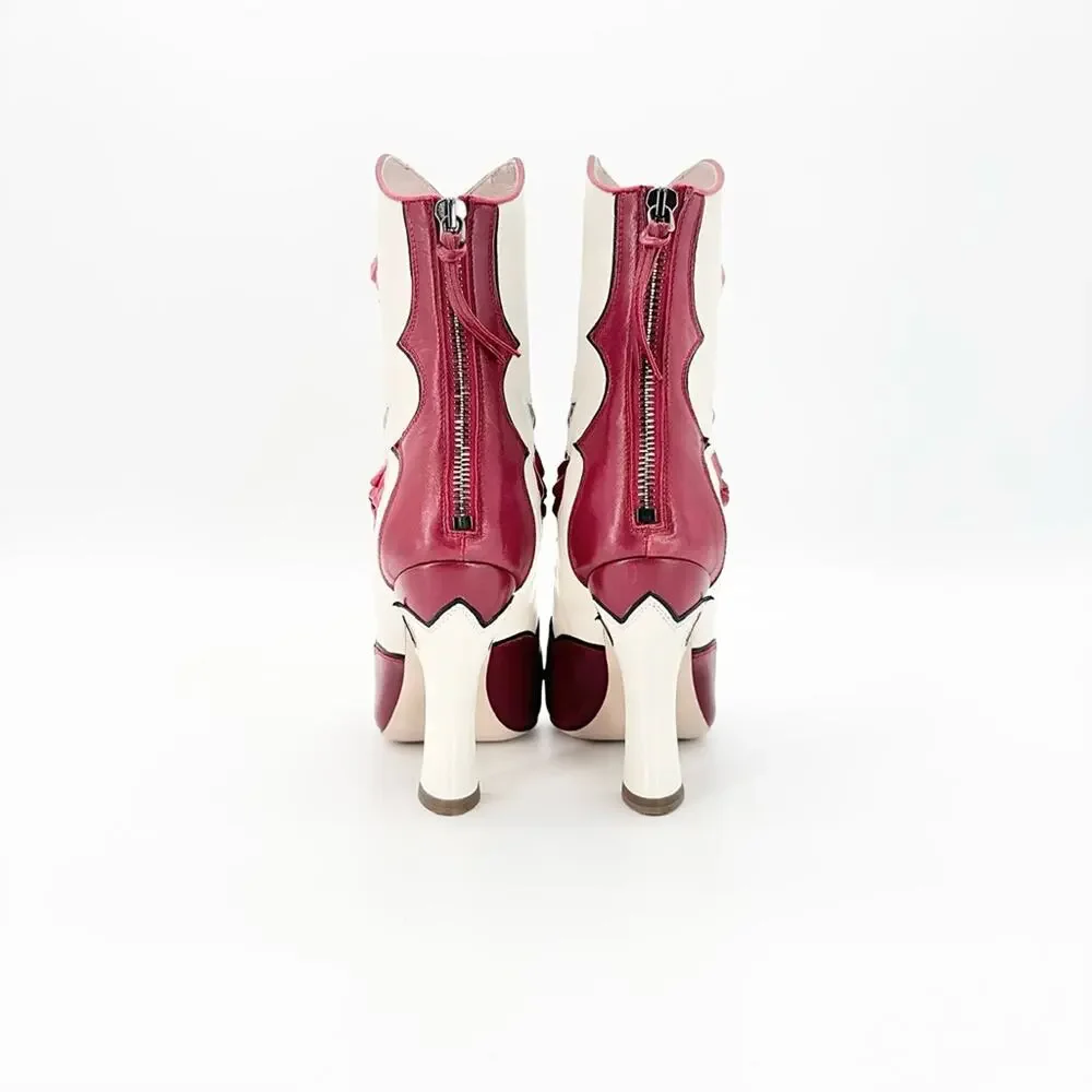 NIB Miu Miu SS2012 Runway Rose Peep Toe Western Booties 35